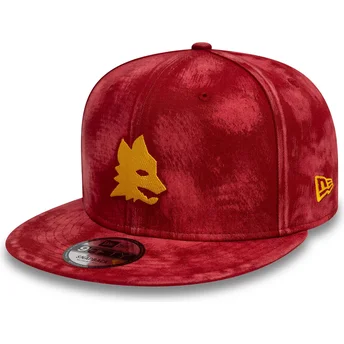 New Era Flat Brim 9FIFTY Tie Dye Associazione Sportiva Roma Serie A Red Snapback Cap