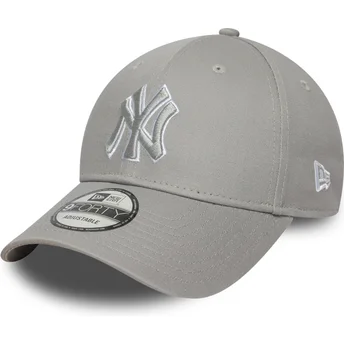 Cappellino grigio con visiera curva regolabile 9FORTY Outline dei New York Yankees MLB di New Era