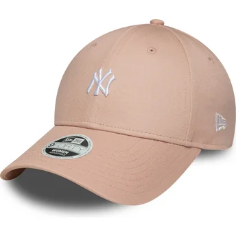 Berretto curvo rosa regolabile da donna 9FORTY Mini Logo New York Yankees MLB di New Era