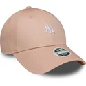 berretto-curvo-rosa-regolabile-da-donna-9forty-mini-logo-new-york-yankees-mlb-di-new-era