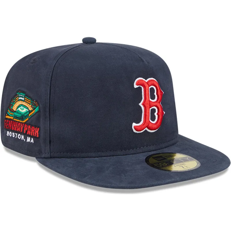 cappello-piatto-blu-navy-chiuso-59fifty-a-frame-championship-side-flag-dei-boston-red-sox-mlb-di-new-era