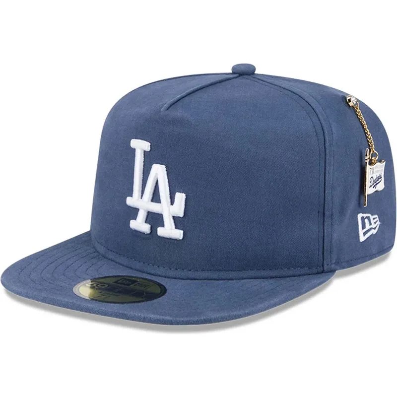 cappello-piatto-blu-chiuso-59fifty-a-frame-championship-side-flag-dei-los-angeles-dodgers-mlb-di-new-era
