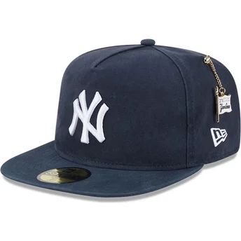 Cappello piatto blu navy regolabile 59FIFTY A Frame Championship Side Flag dei New York Yankees MLB di New Era
