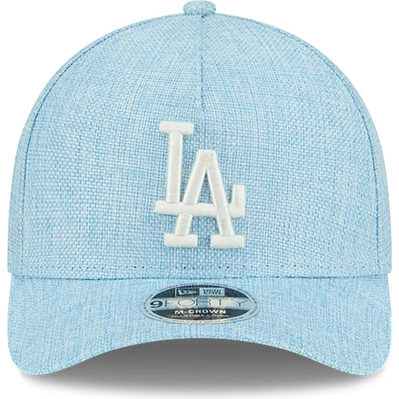 cappellino-visiera-curva-azzurro-snapback-9forty-m-crown-a-frame-cotton-weave-di-los-angeles-dodgers-mlb-di-new-era