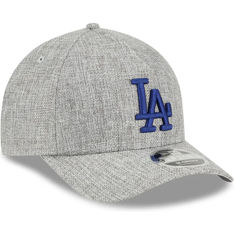 cappellino-visiera-curva-grigio-snapback-con-logo-blu-9forty-m-crown-a-frame-cotton-weave-di-los-angeles-dodgers-mlb-di-new-era