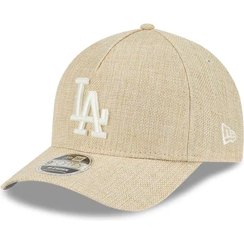 New Era Curved Brim 9FORTY M-Crown A Frame Cotton Weave Los Angeles Dodgers MLB Beige Snapback Cap