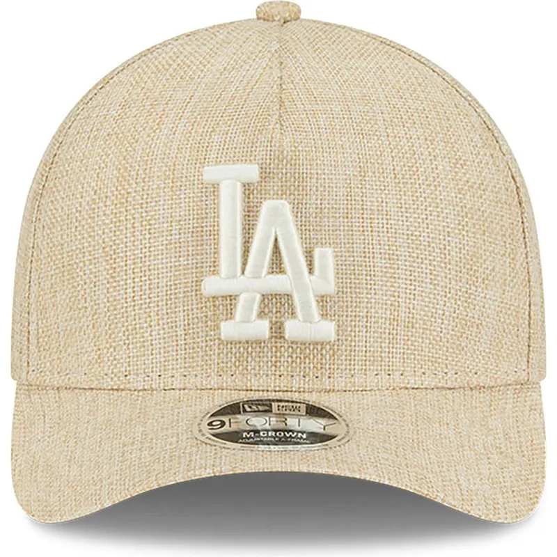 cappellino-curvo-beige-snapback-9forty-m-crown-a-frame-cotton-weave-dei-los-angeles-dodgers-mlb-di-new-era