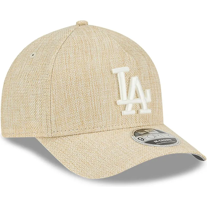 cappellino-curvo-beige-snapback-9forty-m-crown-a-frame-cotton-weave-dei-los-angeles-dodgers-mlb-di-new-era