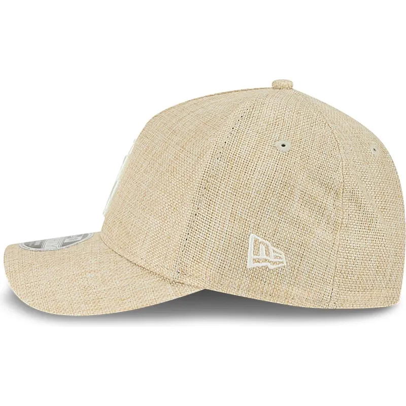 cappellino-curvo-beige-snapback-9forty-m-crown-a-frame-cotton-weave-dei-los-angeles-dodgers-mlb-di-new-era