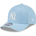 cappellino-snapback-a-visiera-curva-azzurro-chiaro-9forty-m-crown-a-frame-cotton-weave-dei-new-york-yankees-mlb-di-new-era