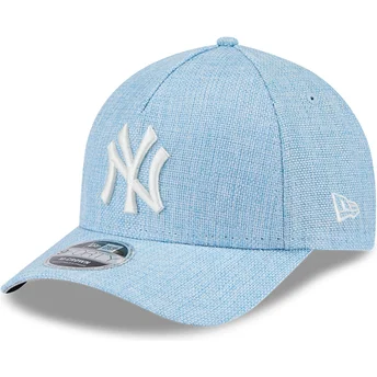 New Era Curved Brim 9FORTY M-Crown A Frame Cotton Weave New York Yankees MLB Light Blue Snapback Cap