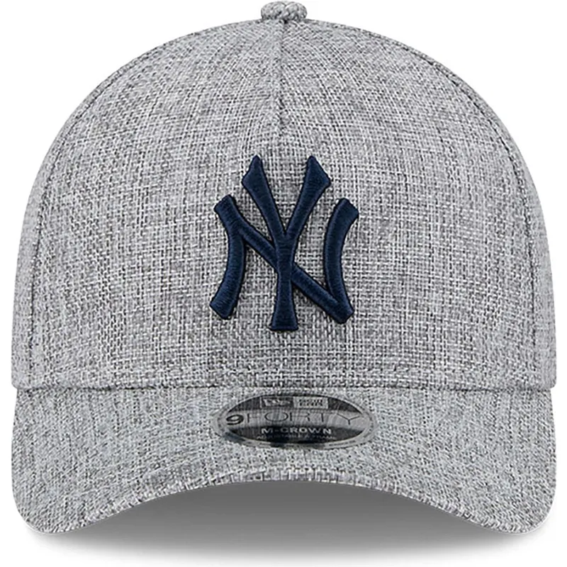 cappellino-curvo-grigio-snapback-con-logo-blu-marino-9forty-m-crown-a-frame-cotton-weave-di-new-york-yankees-mlb-di-new-era