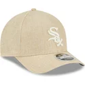 cappello-beige-con-visiera-curva-snapback-9forty-m-crown-a-frame-cotton-weave-dei-chicago-white-sox-mlb-di-new-era