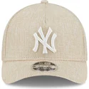 cappellino-beige-con-visiera-curva-snapback-9forty-m-crown-a-frame-cotton-weave-dei-new-york-yankees-mlb-di-new-era