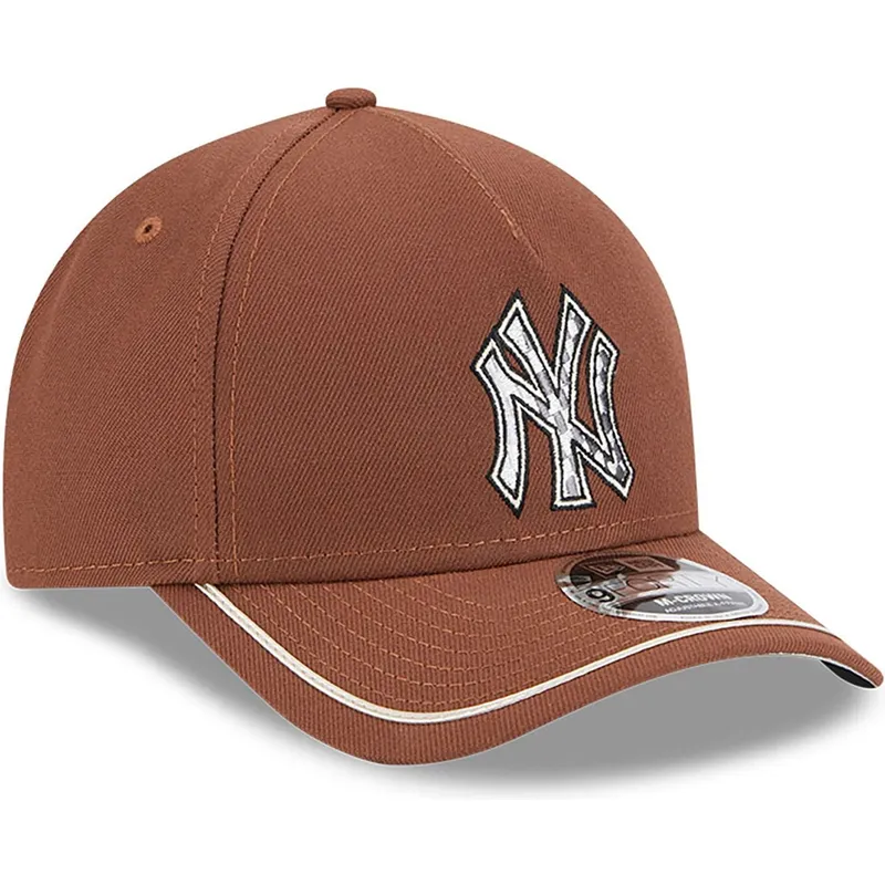 cappellino-curvo-marrone-snapback-9forty-m-crown-a-frame-motorsport-di-new-york-yankees-mlb-di-new-era