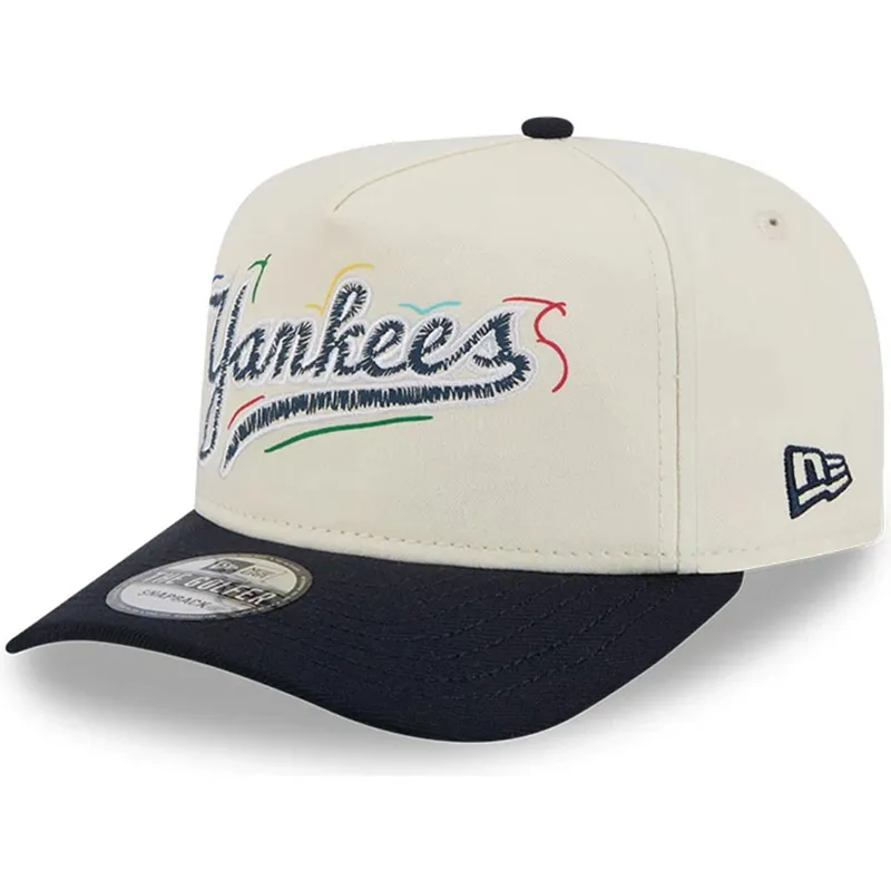 cappellino-curvo-bianco-e-nero-snapback-golfer-team-scribble-di-new-york-yankees-mlb-di-new-era