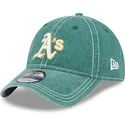 cappellino-curvo-verde-regolabile-9twenty-washed-contrast-di-oakland-athletics-mlb-di-new-era