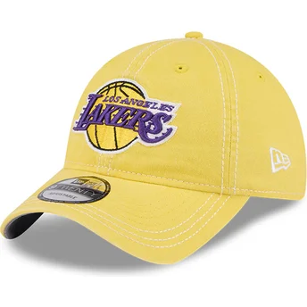 New Era Curved Brim 9TWENTY Washed Contrast Los Angeles Lakers NBA Yellow Adjustable Cap