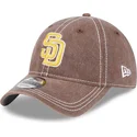 cappellino-curvo-marrone-regolabile-9twenty-washed-contrast-di-san-diego-padres-mlb-di-new-era