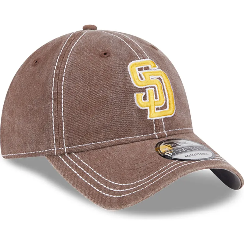 cappellino-curvo-marrone-regolabile-9twenty-washed-contrast-di-san-diego-padres-mlb-di-new-era