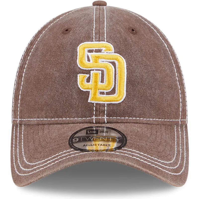 cappellino-curvo-marrone-regolabile-9twenty-washed-contrast-di-san-diego-padres-mlb-di-new-era