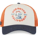 cappellino-trucker-beige-arancione-e-blu-crew22-di-von-dutch