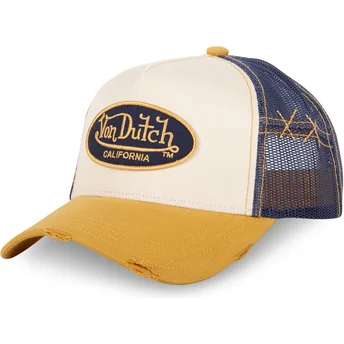 Cappellino trucker beige, blu e giallo USED 05 di Von Dutch