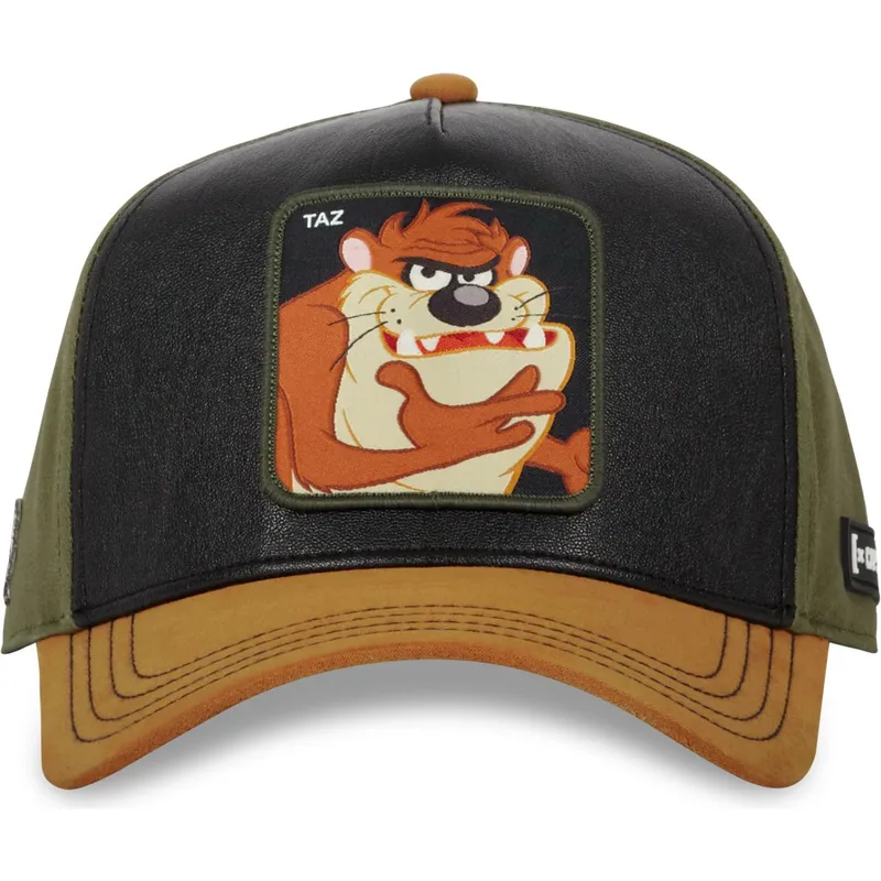 cappellino-curvo-nero-verde-e-marrone-snapback-diavolo-della-tasmania-loo10-taz-looney-tunes-di-capslab