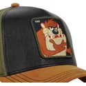 cappellino-snapback-nero-verde-e-marrone-con-visiera-curva-tazmania-devil-loo10-taz-looney-tunes-di-capslab