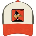 cappello-snapback-beige-e-arancione-con-visiera-curva-pato-lucas-loo11-daf-looney-tunes-di-capslab