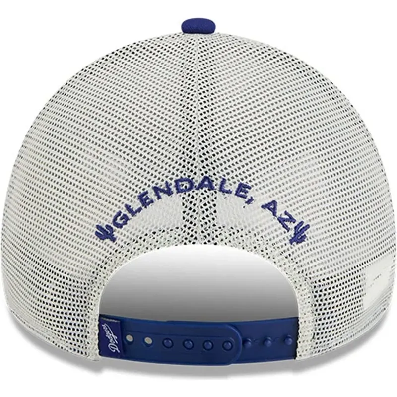 cappellino-trucker-blu-e-bianco-9forty-a-frame-patch-spring-training-fan-pack-2025-di-los-angeles-dodgers-mlb-di-new-era