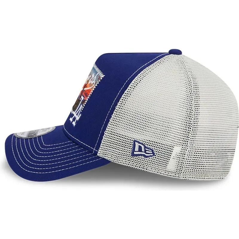 cappellino-trucker-blu-e-bianco-9forty-a-frame-patch-spring-training-fan-pack-2025-di-los-angeles-dodgers-mlb-di-new-era
