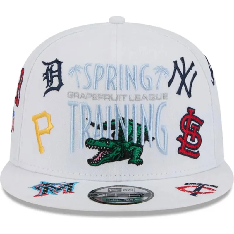 cappello-piatto-bianco-snapback-9fifty-scatter-spring-training-fan-pack-2025-di-mlb-grapefruit-league-logo-di-new-era