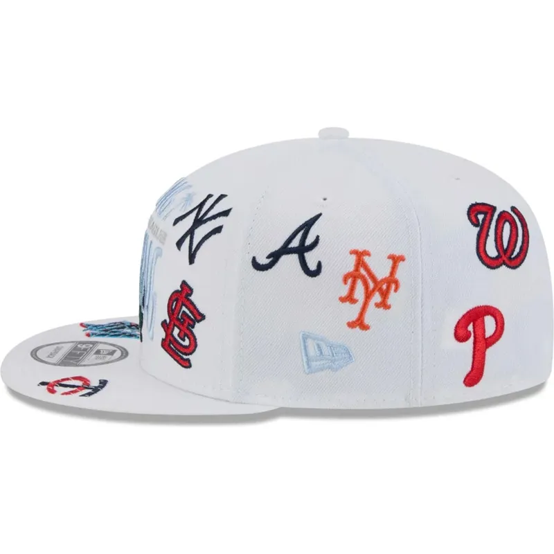 cappello-piatto-bianco-snapback-9fifty-scatter-spring-training-fan-pack-2025-di-mlb-grapefruit-league-logo-di-new-era