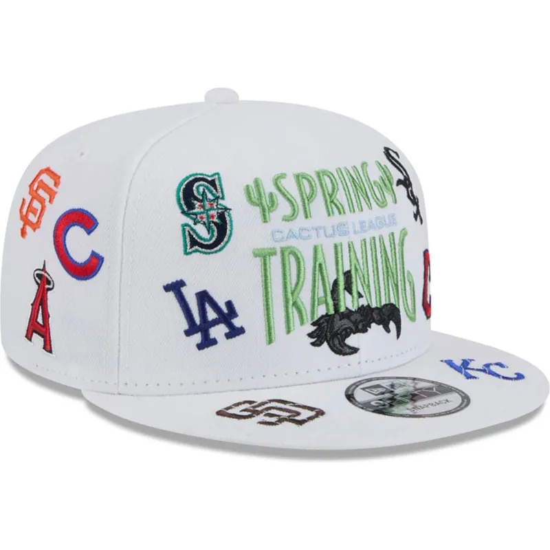 cappello-piatto-bianco-snapback-9fifty-scatter-spring-training-fan-pack-2025-di-mlb-cactus-league-logo-di-new-era