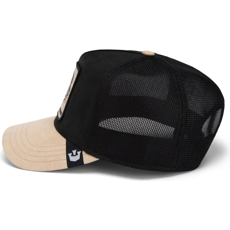 cappellino-trucker-nero-e-beige-ghepardo-warrior-the-suede-cheetah-global-core-micro-suede-the-farm-di-goorin-bros