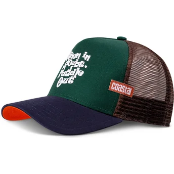 Cappellino trucker verde e blu marino When In Doubt Paddle Out HFT di Coastal