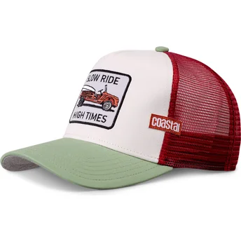Cappellino trucker beige, rosso e verde Slow Ride High Times HFT di Coastal