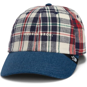 Goorin Bros. Curved Brim Raised In A Barn Papa Cap Madras The Farm Navy Blue and Red Snapback Cap