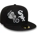cappello-piatto-nero-aderente-59fifty-food-icon-windy-city-dei-chicago-white-sox-mlb-di-new-era