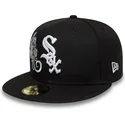 cappello-piatto-nero-aderente-59fifty-food-icon-windy-city-dei-chicago-white-sox-mlb-di-new-era