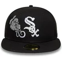 cappello-piatto-nero-aderente-59fifty-food-icon-windy-city-dei-chicago-white-sox-mlb-di-new-era