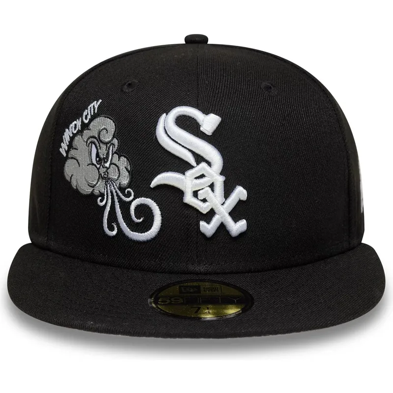 cappello-piatto-nero-aderente-59fifty-food-icon-windy-city-dei-chicago-white-sox-mlb-di-new-era