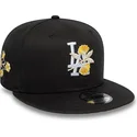 cappello-piatto-nero-snapback-9fifty-floral-dei-los-angeles-dodgers-mlb-di-new-era