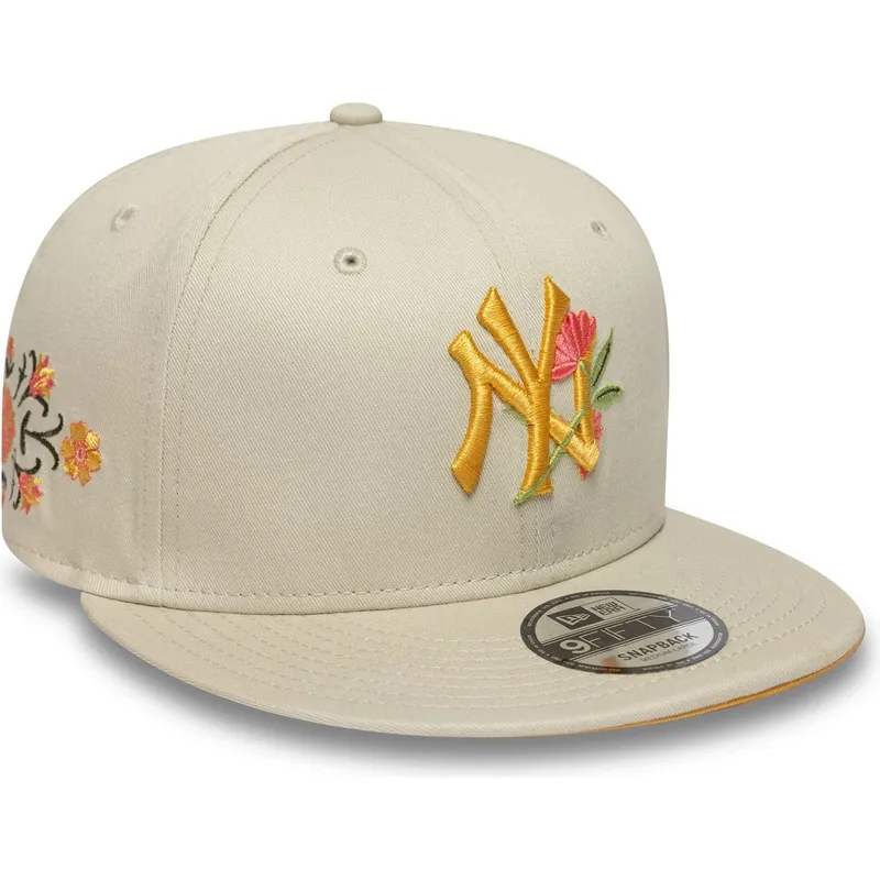 cappello-piatto-beige-snapback-9fifty-floral-di-new-york-yankees-mlb-di-new-era