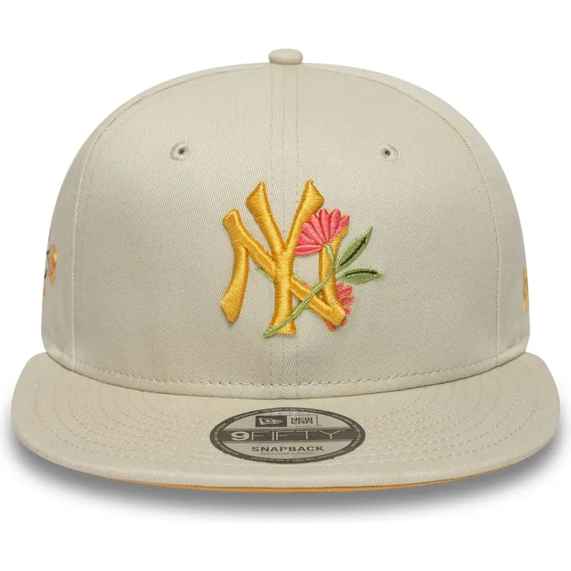 cappello-piatto-beige-snapback-9fifty-floral-di-new-york-yankees-mlb-di-new-era