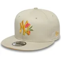 cappello-piatto-beige-snapback-9fifty-floreale-new-york-yankees-mlb-di-new-era