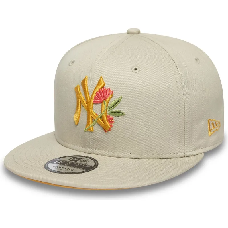 cappello-piatto-beige-snapback-9fifty-floral-di-new-york-yankees-mlb-di-new-era