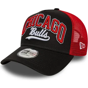 Cappellino trucker nero e rosso E Frame Script dei Chicago Bulls NBA di New Era