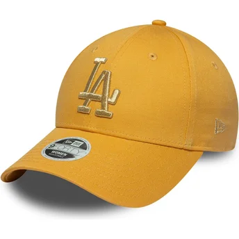 Cappellino giallo con visiera curva regolabile per donna 9FORTY Metallic Logo dei Los Angeles Dodgers MLB di New Era